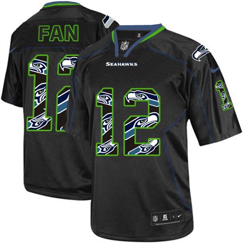 Youth Elite 12th Fan Nike Jersey New Lights Out Black - NFL Seattle Seahawks